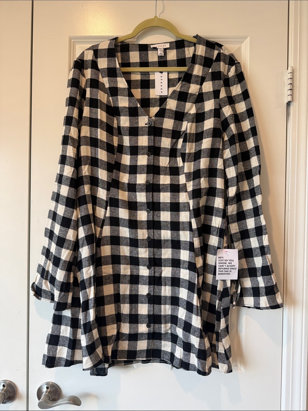 Topshop Black and White Check Midi Dress